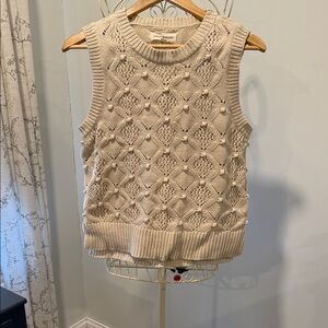 Lucky Brand Textured Cream Sweater Vest